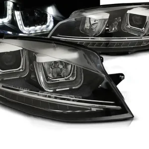 VW Golf 7 Forlygter Eagle U-Shape LED Sort | Mest solgt