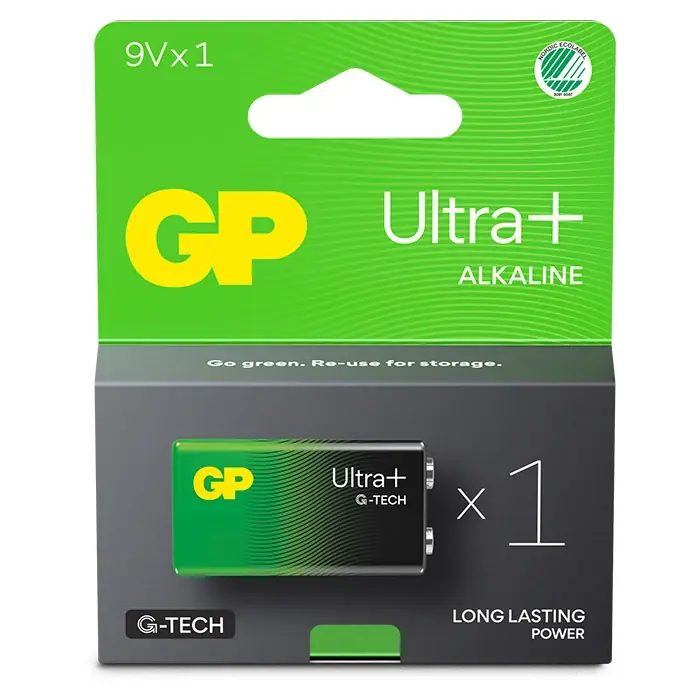 Nyhed i sortimentet | GP Ultra Plus Alkaline 9V-batteri 1604AUP/6LF22 1-pak