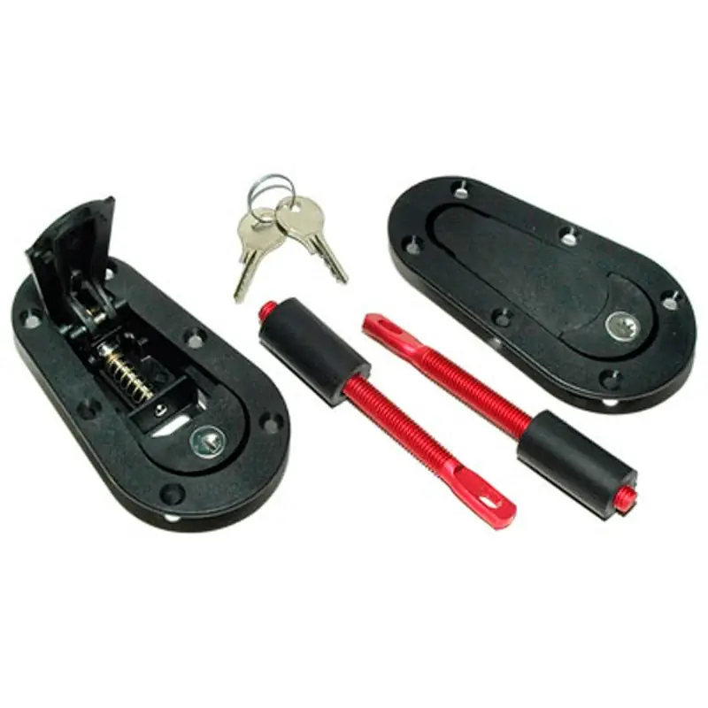 Bedste pris - Grayston, Set universal Racing Plus Flush bonnet hooks/pins + Lock - black + red aluminum pins
