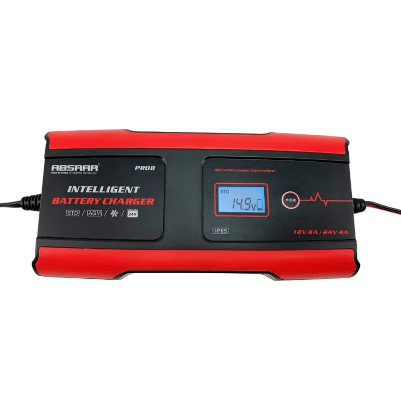 Absaar, Pro 8.0 Batterioplader 6/12V 8A - 11-trins med LCD-display | Begrænset lager