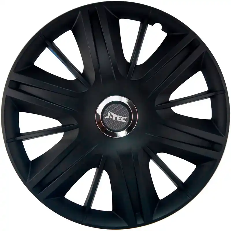Udsalg - J-Tec, Hjulkapsler, 4stk, Maximus 14-tommer black + chrome ring