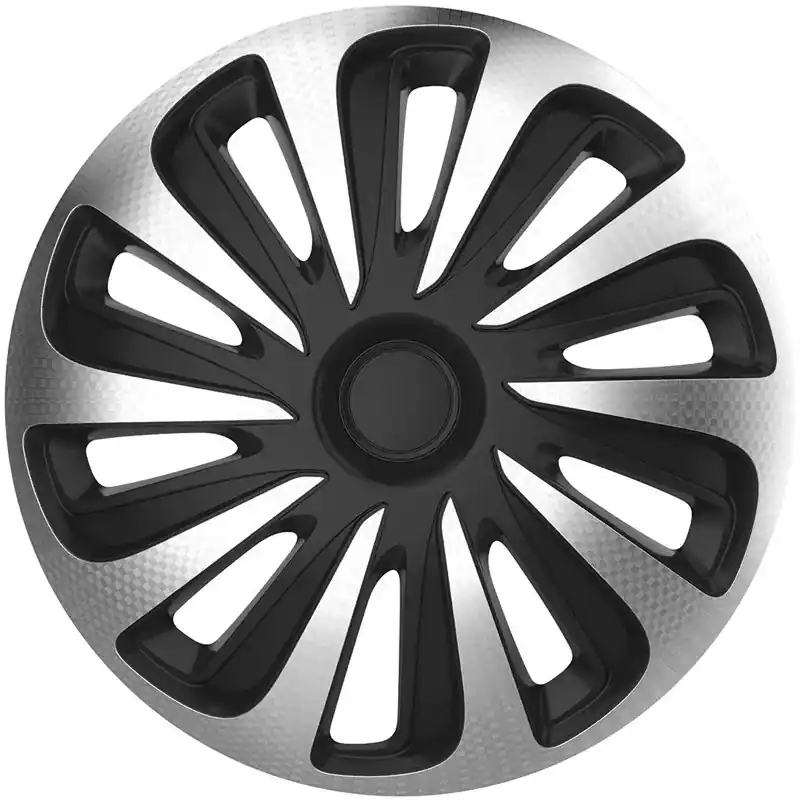 AutoStyle, Hjulkapsler, 4stk, Caliber 14-tommer silver/black carbon-look - God pris