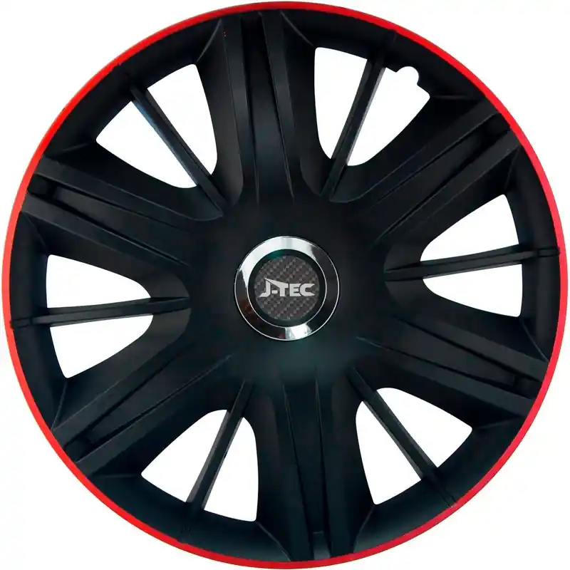 J-Tec, Hjulkapsler, 4stk, Maximus GTR 15-tommer black/red + chrome ring - Begrænset antal