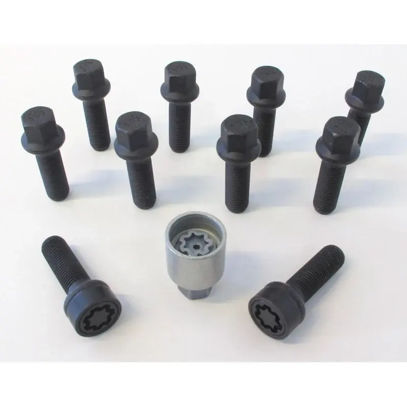 Anbefalet valg - H&R, Wheel bolt Set Round-Head R14 M14x1.50 - længde 37mm - Black - 10 pcs - incl. wheel-locks