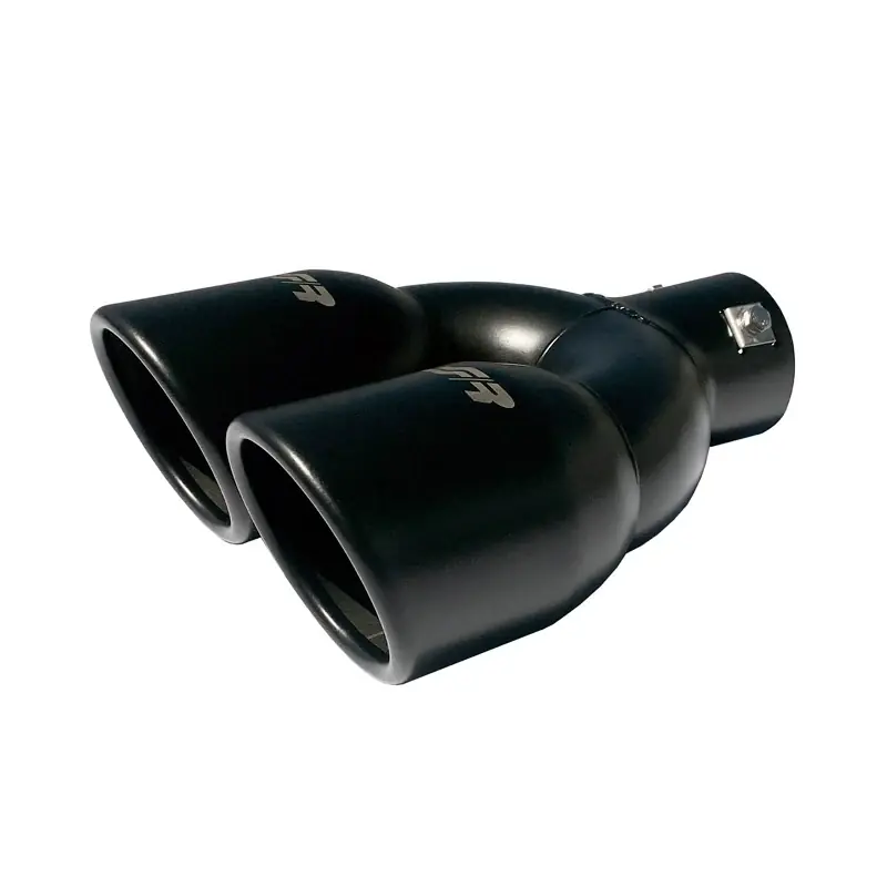 Simoni Racing, Rørhale, Double Round Inox - Black - Ø90xL240mm - Installation ->34-57mm | Nyhed