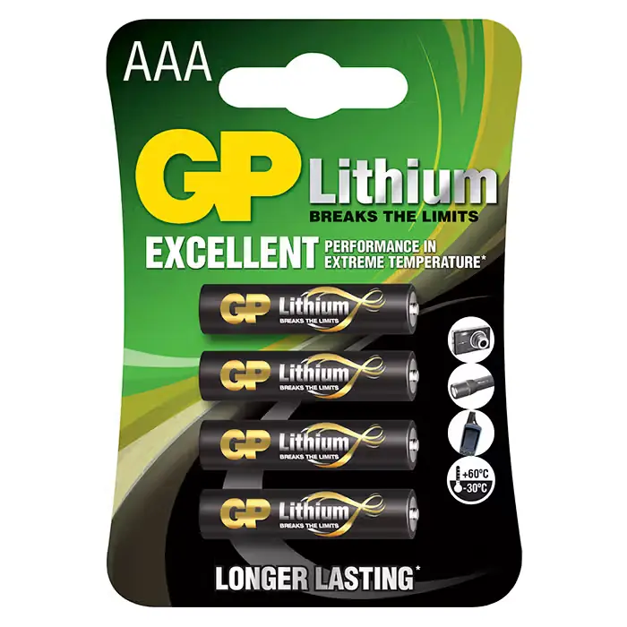 GP-BATTERI GP AAA-lithiumbatteri 1.5V, 24LF-2U4, 4-pak | Helt ny
