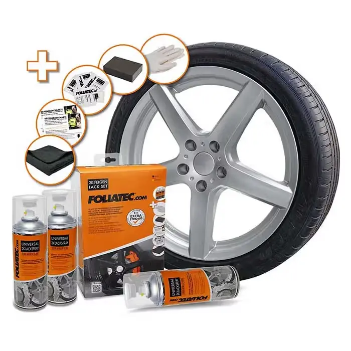 FOLIATEC Foliatec fælgmaling kit 2K, blank metallic - Stærkt tilbud