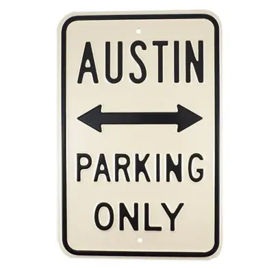 Austin parking only emaljeskilt - Populært valg